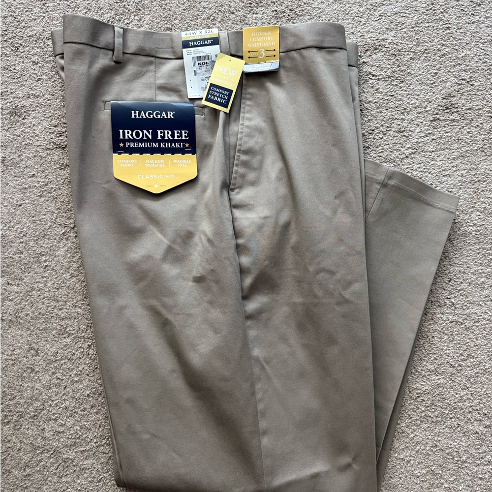 Haggar Men's Iron Free Classic Fit Khaki Pants - Beige